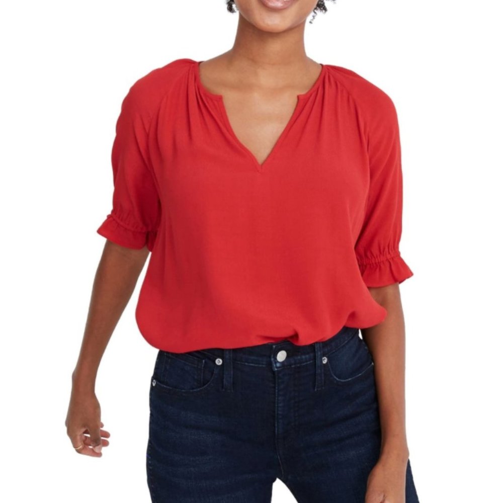 Madewell Notched Ruffle Cuff Top